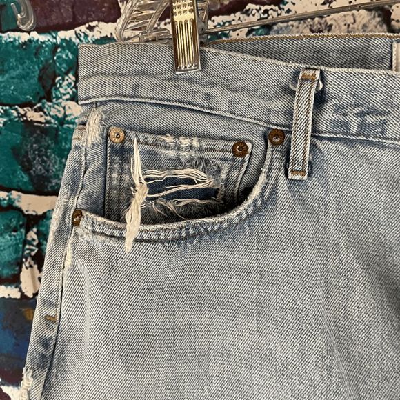 Agolde 90's Mid Rise Loose Fit Jeans Button Fly Distressed Size 30 - Picture 8 of 16